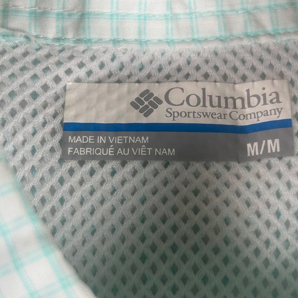 Columbia PFG Tamiami II Shirt Mens Medium Mint Green Plaid Long Sleeve XM7880 - Picture 5 of 9